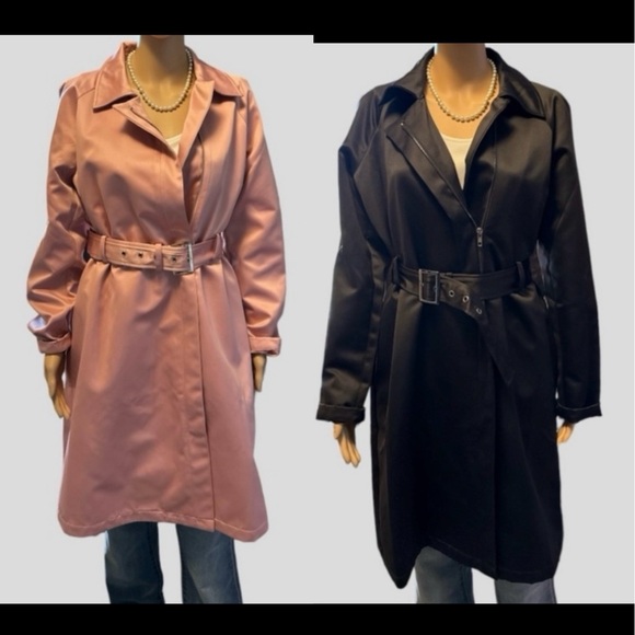 Jackets & Blazers - JustFab - Belted Satin 1/4 Length Trench Jacket